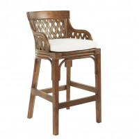 OSP Home Furnishings PLN159-BRS Plantation Bar Stool with Brown Stained Wood Rattan Frame